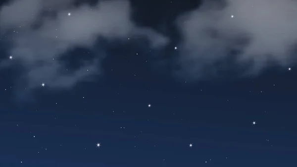 Cielo Nocturno Con Nubes Muchas Estrellas Fondo Abstracto Naturaleza Con — Vector de stock