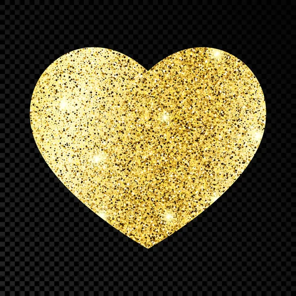 Gold Glitzerndes Herz Auf Dunklem Transparentem Hintergrund Hintergrund Mit Goldglitzern — Stockvektor
