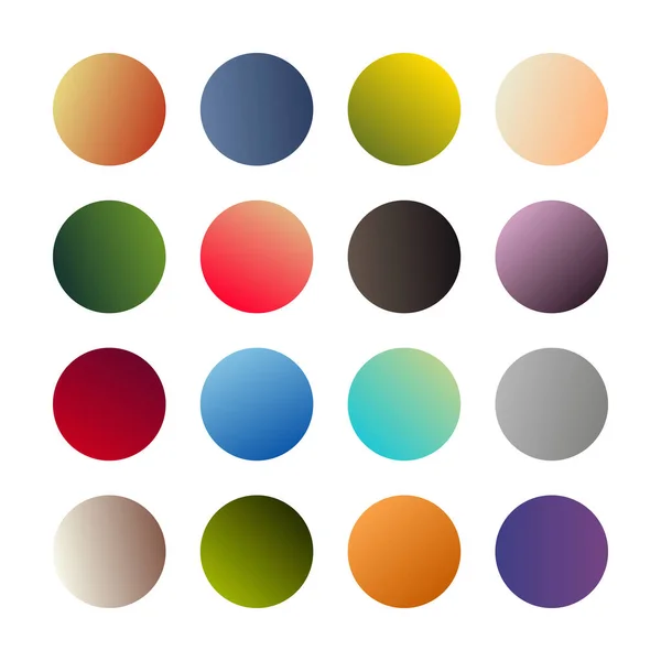 Esferas Redondas Gradientes Conjunto Dieciséis Degradados Multicolores Moda Ilustración Vectorial — Archivo Imágenes Vectoriales