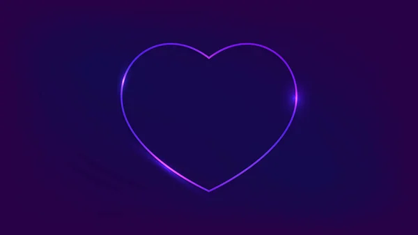 Kalp Şeklinde Neon Çerçeve Arka Planda Parlak Efektler Var Boş — Stok Vektör