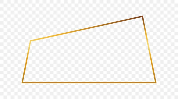 Золотая Светящаяся Трапециевидная Рама Изолированная Прозрачном Фоне Блестящая Рамка Светящимися — стоковый вектор