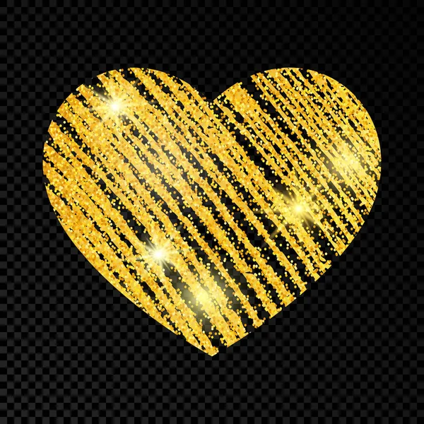 Серце Золотистою Блискучою Писемною Фарбою Темному Прозорому Фоні Фон Золотими — стоковий вектор