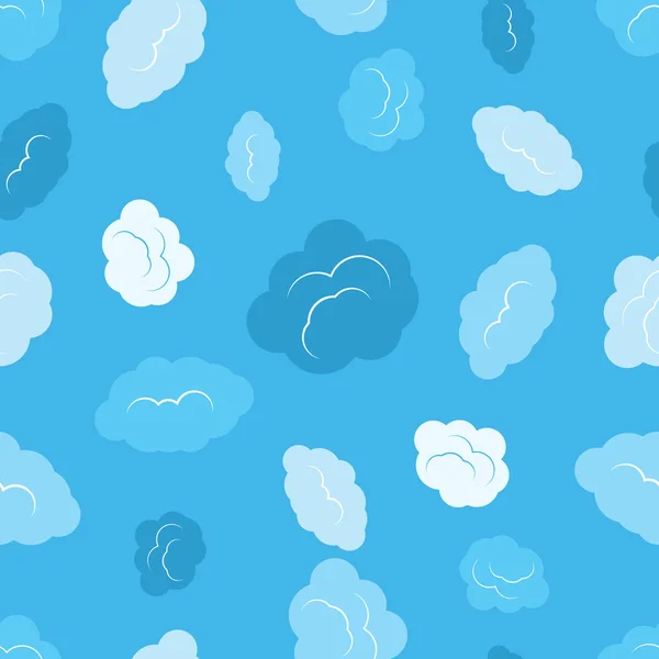 Nahtloses Muster Mit Wolken Blauen Himmel Niedliche Endlose Wolkenlandschaft Vektorillustration — Stockvektor