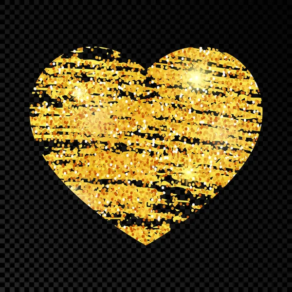 Heart Golden Glittering Scribble Paint Dark Transparent Background Background Gold — Stock Vector
