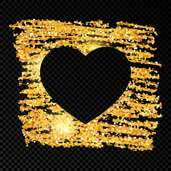 Herz Auf Golden Glitzernder Kritzelfarbe Auf Dunklem Transparentem Hintergrund Hintergrund — Stockvektor