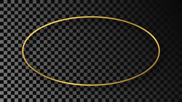 Χρυσό Λαμπερό Οβάλ Πλαίσιο Σχήματος Σκιά Που Απομονώνεται Σκούρο Διαφανές — Διανυσματικό Αρχείο