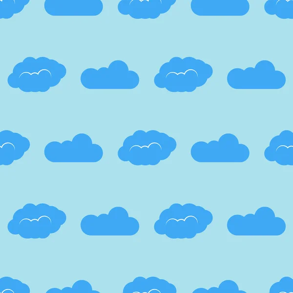 Nahtloses Muster Mit Wolken Blauen Himmel Niedliche Endlose Wolkenlandschaft Vektorillustration — Stockvektor
