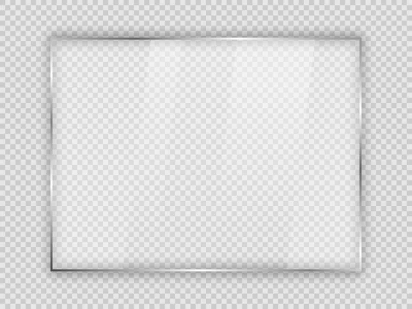 Стеклянная Пластина Прямоугольной Рамке Изолирована Прозрачном Фоне Векторная Иллюстрация — стоковый вектор