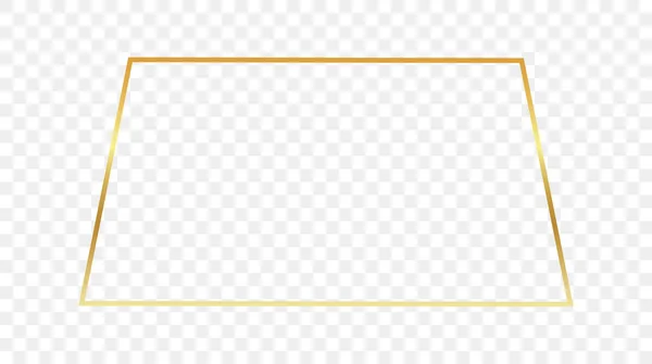 Χρυσό Λαμπερό Τραπεζοειδές Σχήμα Πλαίσιο Απομονώνονται Διαφανές Φόντο Γυαλιστερό Πλαίσιο — Διανυσματικό Αρχείο