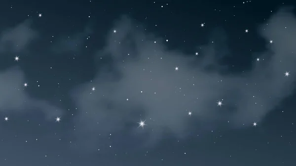 Ciel Nocturne Avec Nuages Nombreuses Étoiles Fond Naturel Abstrait Avec — Image vectorielle