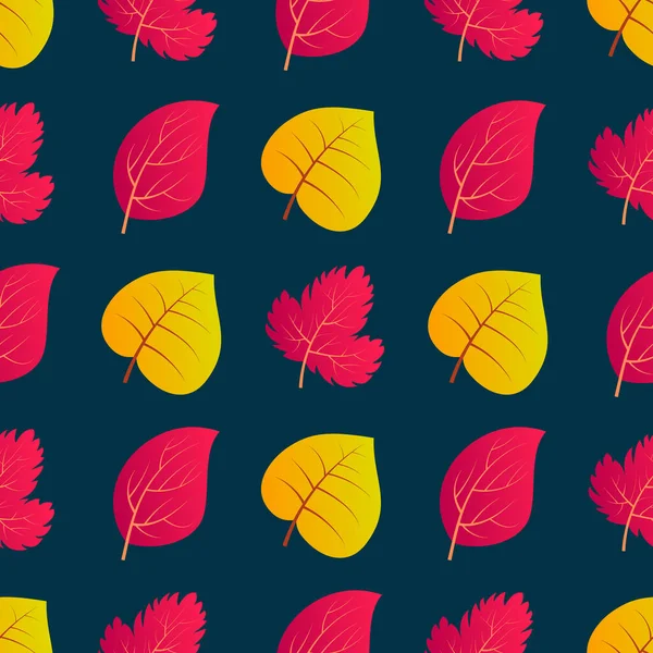 Jesienne Bezszwowe Tło Kolorowymi Liśćmi Projektowanie Plakatów Jesiennych Papieru Pakowania — Wektor stockowy