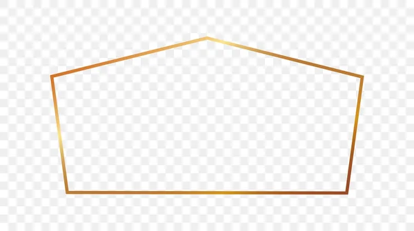Cornice Forma Tetragono Incandescente Oro Isolata Sfondo Trasparente Cornice Lucida — Vettoriale Stock