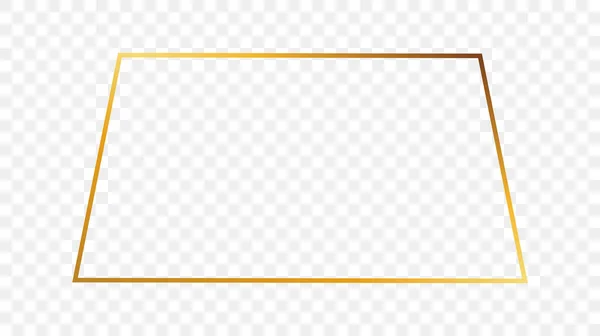 Guld Glödande Parallell Form Ram Isolerad Transparent Bakgrund Glänsande Ram — Stock vektor