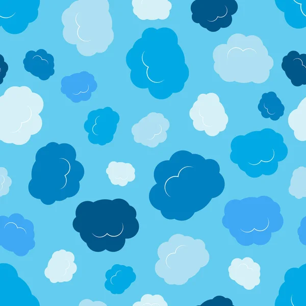 Seamless Pattern Clouds Blue Sky Cute Endless Cloudscape Vector Illustration — Stock Vector