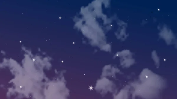 Ciel Nocturne Avec Nuages Nombreuses Étoiles Fond Naturel Abstrait Avec — Image vectorielle