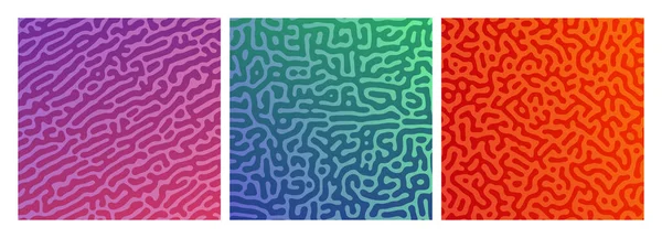 Set Aus Drei Farbenfrohen Hintergründen Für Reaktionsverläufe Abstraktes Diffusionsmuster Mit — Stockvektor