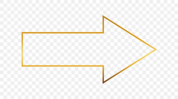 Золотая Рамка Светящейся Стрелкой Изолирована Прозрачном Фоне Блестящая Рамка Светящимися — стоковый вектор