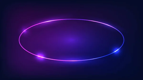 霓虹灯椭圆形框架 在深色背景下具有闪光效果 空的发光的技术背景 矢量说明 — 图库矢量图片
