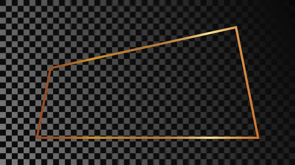 Guld Glödande Parallell Form Ram Isolerad Mörk Transparent Bakgrund Glänsande — Stock vektor