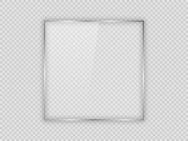 Glass Plate Square Frame Isolated Transparent Background Vector Illustration — Stock Vector