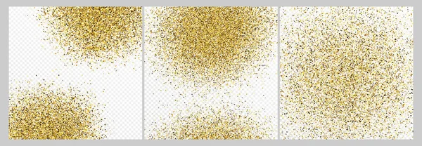 Ensemble Trois Paillettes Confettis Fonds Isolés Sur Fond Blanc Transparent — Image vectorielle