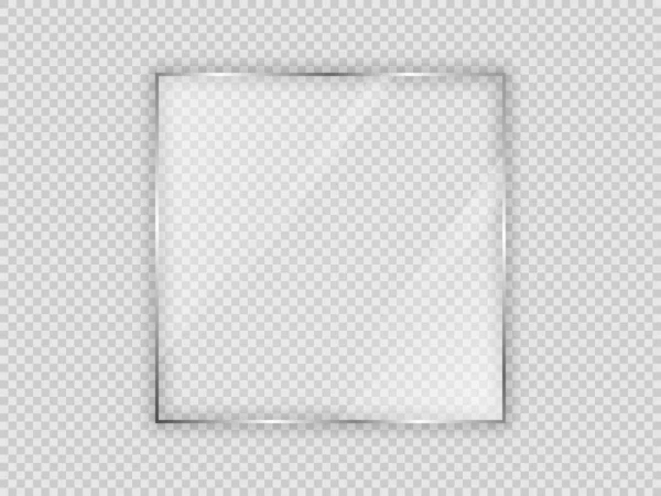 Glazen Plaat Vierkant Frame Geïsoleerd Transparante Achtergrond Vectorillustratie — Stockvector