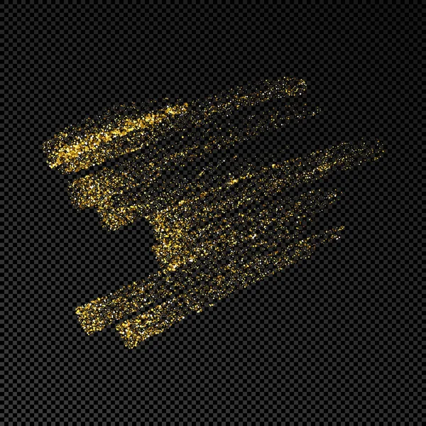 Ručně Kreslený Inkoust Zlatých Třpytkách Zlatá Skvrna Třpytkami Izolovanými Tmavém — Stockový vektor