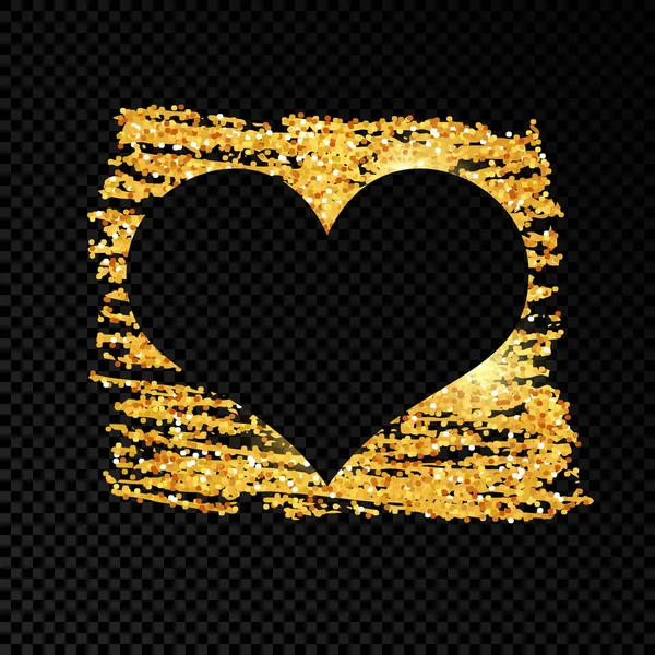 Καρδιά Χρυσό Λαμπερό Χρώμα Scribble Σκούρο Διαφανές Φόντο Φόντο Χρυσαφί — Διανυσματικό Αρχείο