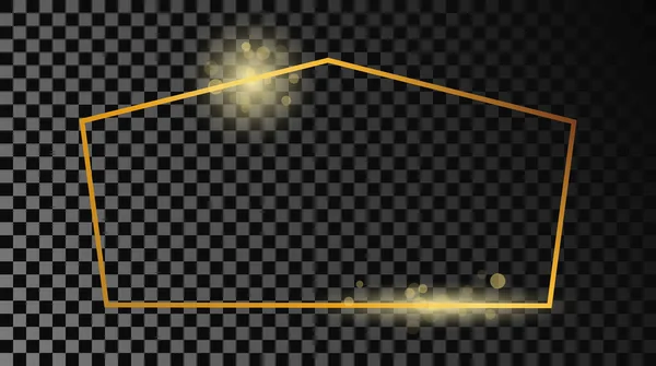 Χρυσό Λαμπερό Πλαίσιο Σχήμα Τετραγώνου Απομονώνονται Σκούρο Διαφανές Φόντο Γυαλιστερό — Διανυσματικό Αρχείο