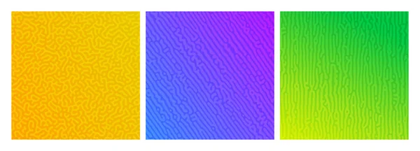 三套五彩斑斓的反应梯度背景 具有混沌形状的扩散模式 矢量说明 — 图库矢量图片