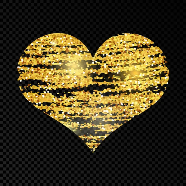 Herz Mit Goldglitzernder Kritzelfarbe Auf Dunklem Transparentem Hintergrund Hintergrund Mit — Stockvektor