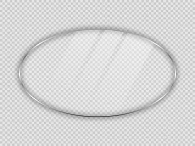 Oval çerçevedeki cam plaka şeffaf arkaplanda izole edilmiş. Vektör illüstrasyonu.