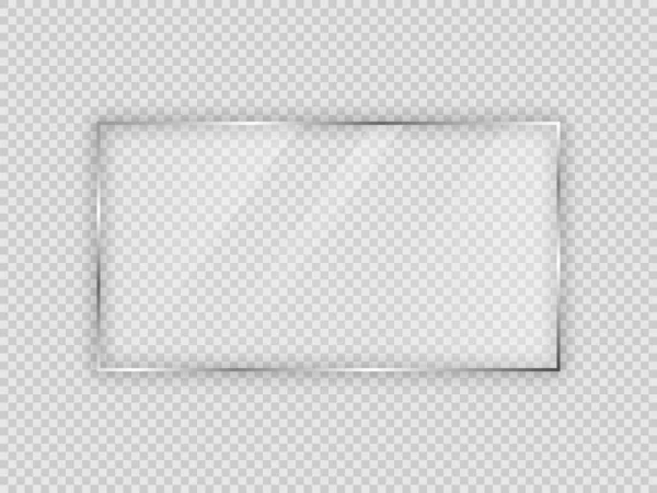 Placa Vidrio Marco Rectangular Aislada Sobre Fondo Transparente Ilustración Vectorial — Vector de stock