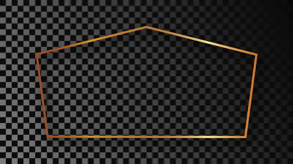 Marco Tetragónico Brillante Dorado Con Sombra Aislada Sobre Fondo Transparente — Archivo Imágenes Vectoriales