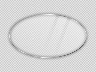 Oval çerçevedeki cam plaka şeffaf arkaplanda izole edilmiş. Vektör illüstrasyonu.