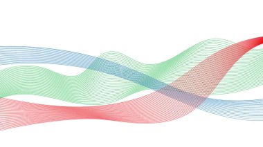 Beyaz zemin üzerinde renkli dalga gradyan çizgileri olan soyut arkaplan. Modern teknoloji arka planı, dalga tasarımı. Vektör illüstrasyonu