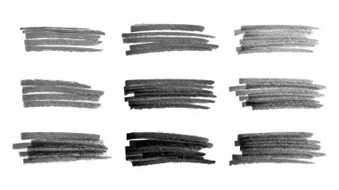Siyah kalemle karala. Dokuz karalama stili çeşitli karalamalar. Siyah el, beyaz arkaplanda tasarım elementleri çizdi. Vektör illüstrasyonu
