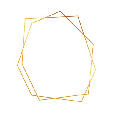 Beyaz arka planda izole edilmiş parlak efektli altın geometrik poligonal çerçeve. Parlak sanat deco arkaplanı boş. Vektör illüstrasyonu.