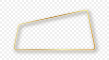 Parlak, yuvarlak, trapezoit şekilli, gölgesi şeffaf arkaplanda. Parlak efektli parlak bir çerçeve. Vektör illüstrasyonu.