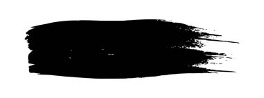 Siyah grunge fırça darbesi. Boyalı mürekkep şeridi. Mürekkep lekesi beyaz arkaplanda izole edilmiş. Vektör illüstrasyonu