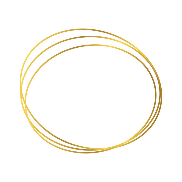 Gold geometric polygonal frame with shining effects isolated on white background. Empty glowing art deco backdrop. Vector illustration.