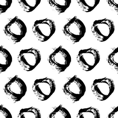 Kusursuz desenli, el çizimi, beyaz zemin üzerine çizilmiş karalama çemberleri. Soyut grunge dokusu. Vektör illüstrasyonu