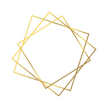 Beyaz arka planda izole edilmiş parlak efektli altın geometrik poligonal çerçeve. Parlak sanat deco arkaplanı boş. Vektör illüstrasyonu.