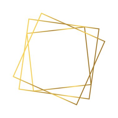 Beyaz arka planda izole edilmiş parlak efektli altın geometrik poligonal çerçeve. Parlak sanat deco arkaplanı boş. Vektör illüstrasyonu.