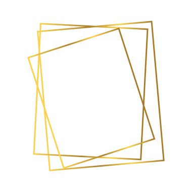 Beyaz arka planda izole edilmiş parlak efektli altın geometrik poligonal çerçeve. Parlak sanat deco arkaplanı boş. Vektör illüstrasyonu.