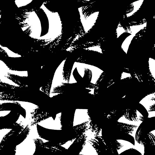 Model Fără Sudură Perii Negre Forme Abstracte Fundal Alb Textura — Vector de stoc