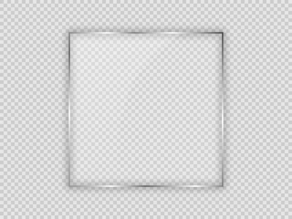 玻璃板 正方形框架 在透明的背景上隔离 矢量说明 — 图库矢量图片