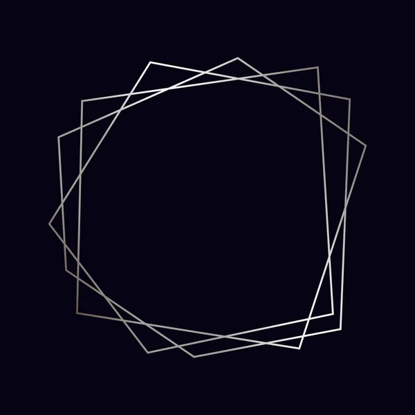Cadre Polygonal Géométrique Argenté Aux Effets Brillants Isolé Sur Fond — Image vectorielle