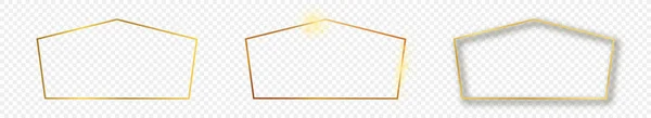 Conjunto Três Molduras Douradas Forma Tetragon Isoladas Sobre Fundo Transparente — Vetor de Stock