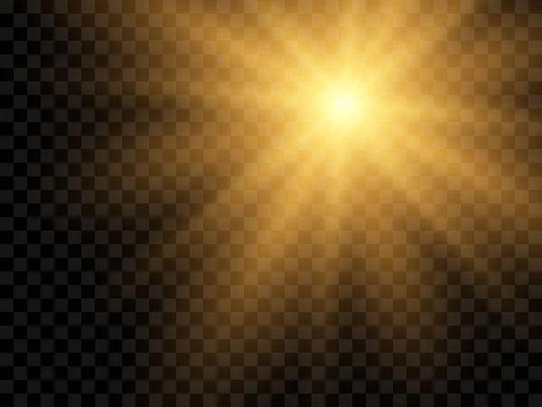 Світло Прозорому Фоні Ізольовані Жовті Промені Світла Векторні Ілюстрації — стоковий вектор